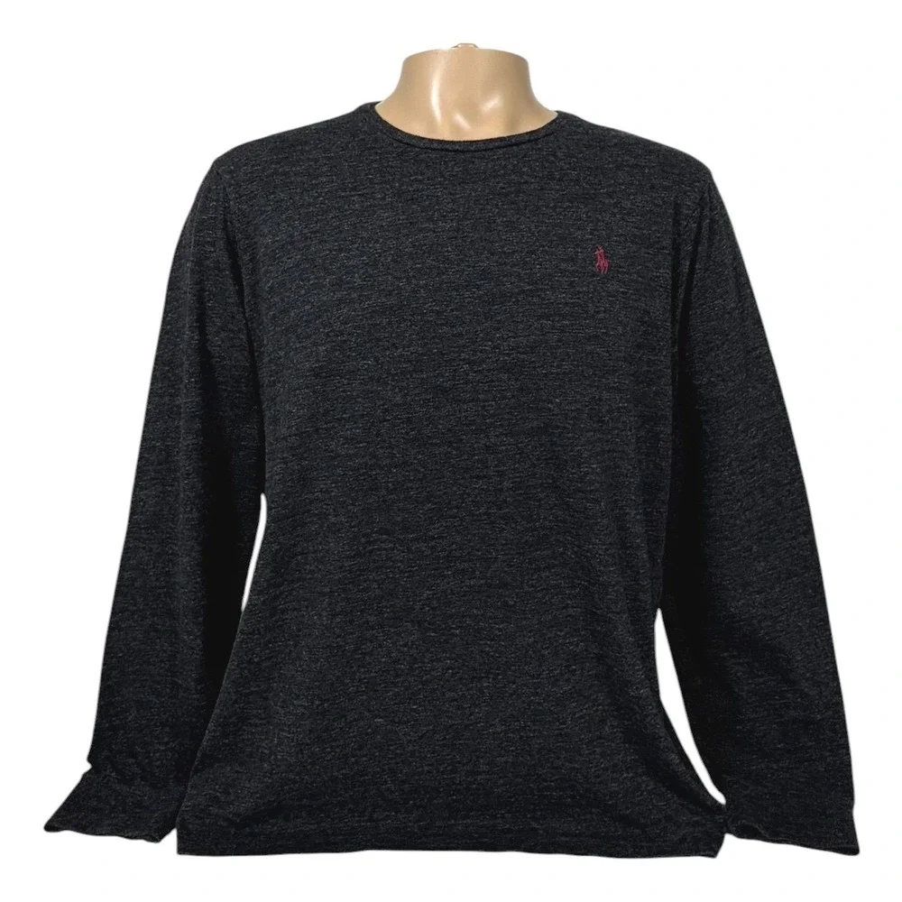 Polo Ralph Lauren Mens Custom Slim Fit Long Sleeve Tee Charcoal Grey Large